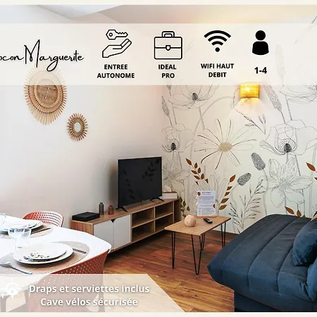 Cocon Marguerite - Cosy - Ideal Pro Et Cyclistes Lägenhet *